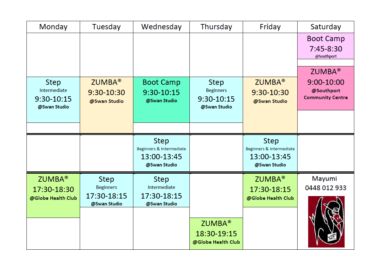 SWAN FITNESS timetable 2020 July